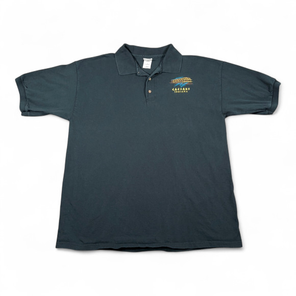 Vintage Caesars Indiana Polo Shirt Adult LARGE Black Casino Riverboat Gildan Y2K - Picture 1 of 7
